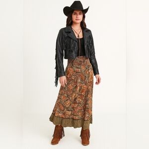 Tangents vintage high waist bandeau print skirt  Medium